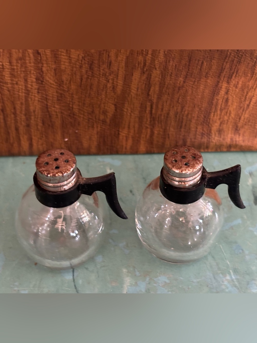 Vintage Salt & Pepper Shaker Set diner coffee pots glass